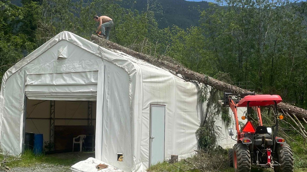 Klantverhaal: Hoe de TMG 20x40 Dual Truss Shelter standhield tegen een omgevallen boom.