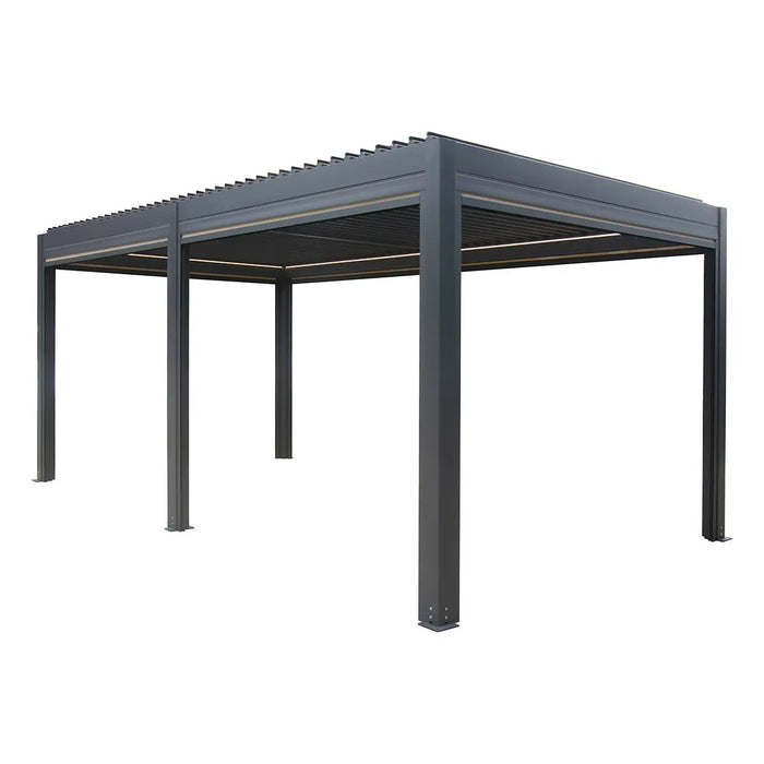 10′ × 20′ (3 × 5.8 m) Aluminum Louver Roof Slatted Pergola with Motorized Retractable Side Screens, TMG-LPG21-PRO TMG Industrial