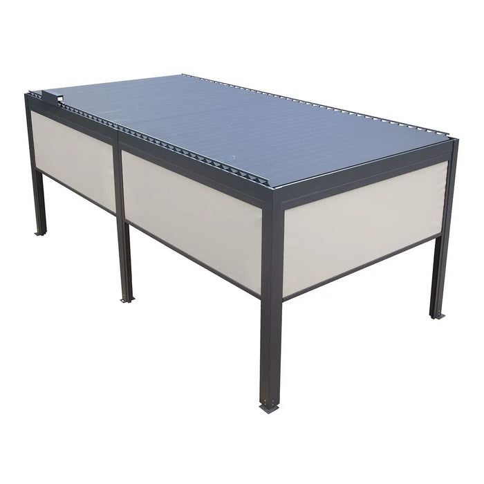 10′ × 20′ (3 × 5.8 m) Aluminum Louver Roof Slatted Pergola with Motorized Retractable Side Screens, TMG-LPG21-PRO TMG Industrial