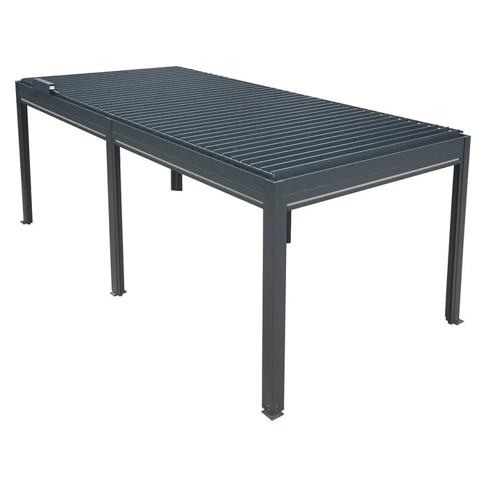 10′ × 20′ (3 × 5.8 m) Aluminum Louver Roof Slatted Pergola with Motorized Retractable Side Screens, TMG-LPG21-PRO TMG Industrial