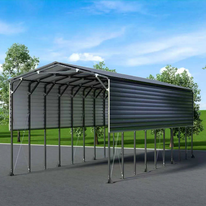 TMG-MSB1240 12' x 40' metal shed boat shelter, 12.3' peak height, 11.0' clearance
