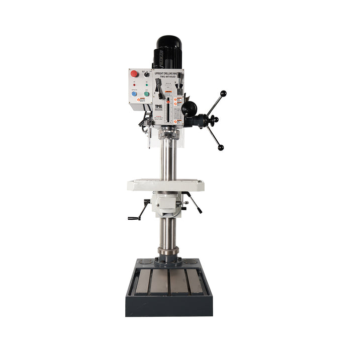 TMG-MT45UD heavy duty drilling tapping milling machine with 2 HP motor, 360° swivel head and extra-tall column
