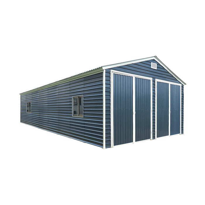 Metalen garage/schuur van 6 x 12 meter, dubbele voordeuren van 2,7 meter hoog, nokhoogte van 3,9 meter, 74 vierkante meter TMG-MS2040