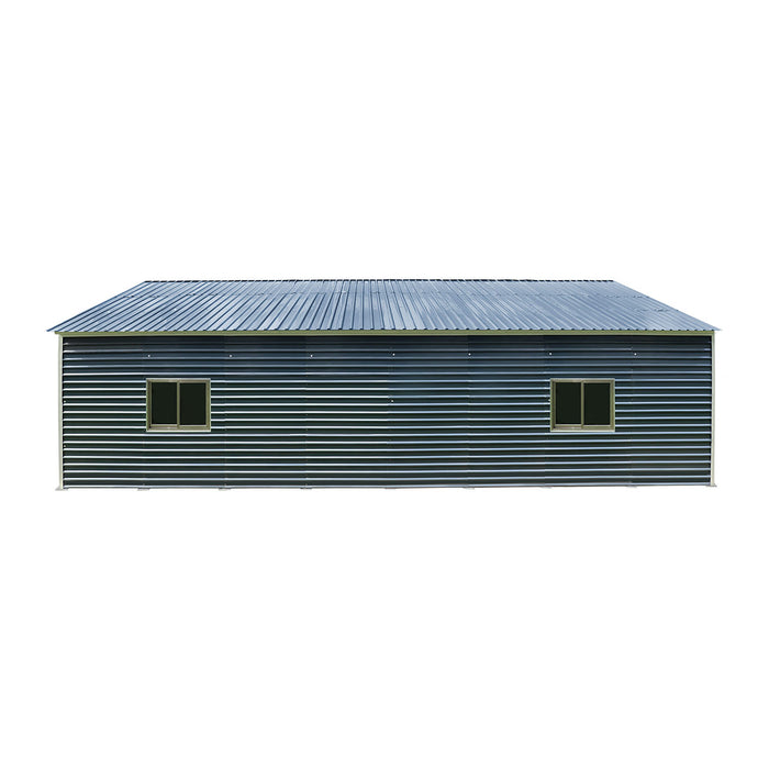 Metalen garage/schuur van 6 x 12 meter, dubbele voordeuren van 2,7 meter hoog, nokhoogte van 3,9 meter, 74 vierkante meter TMG-MS2040