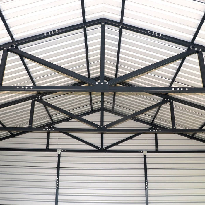 Metalen garage/schuur van 6 x 12 meter, dubbele voordeuren van 2,7 meter hoog, nokhoogte van 3,9 meter, 74 vierkante meter TMG-MS2040