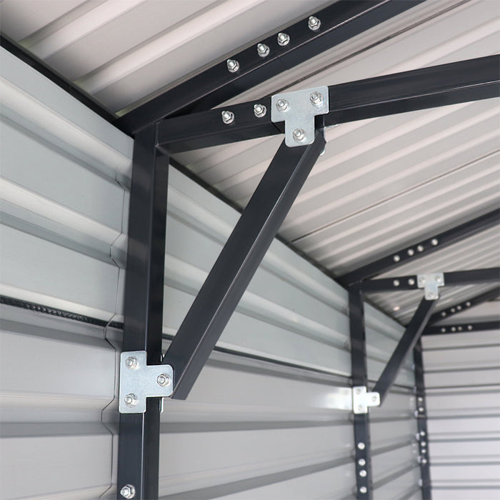 Metalen garage/schuur van 6 x 12 meter, dubbele voordeuren van 2,7 meter hoog, nokhoogte van 3,9 meter, 74 vierkante meter TMG-MS2040