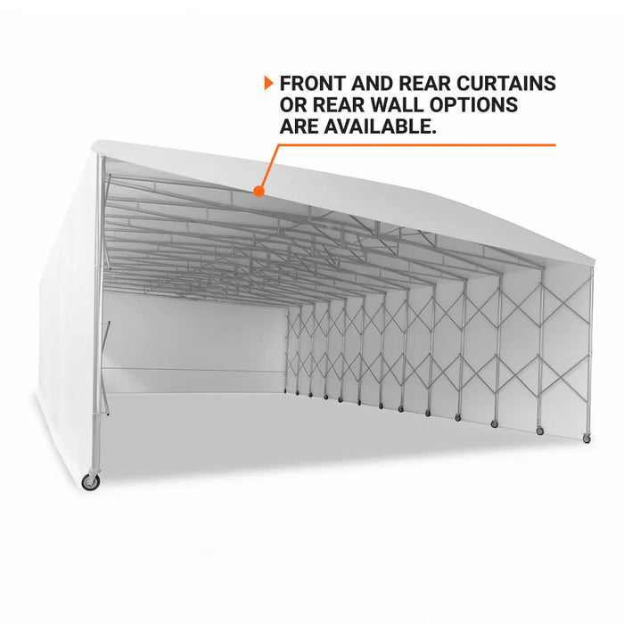 33' x 50' Retractable Mobile Shelter, 13' Clearance Height, 8" Lockable Wheels, 27 oz PVC Cover, TMG-ST3350M TMG Industrial CA