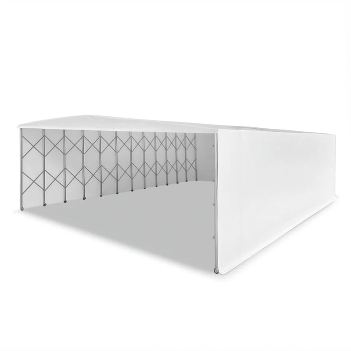 33' x 37' Retractable Mobile Storage Shelter, 20' Clearance Height, 8" Solid Rubber Tires, 28oz PVC Cover TMG Industrial CA