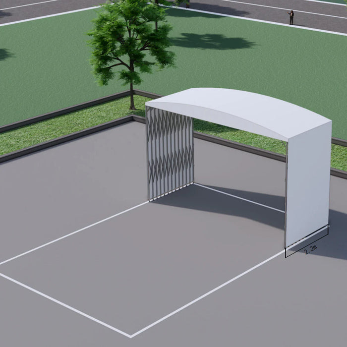 TMG-ST2550M 25' x 50' retractable mobile shelter with 27 oz PVC cover, 13' sidewalls and 14'9" peak height
