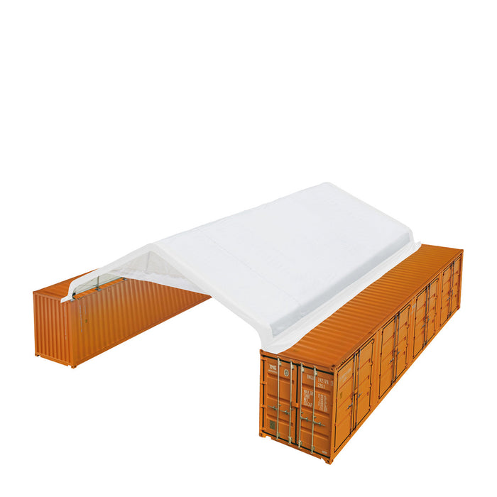 TMG-ST3042CVF 30x40 container shelter with end wall & partial front drop
