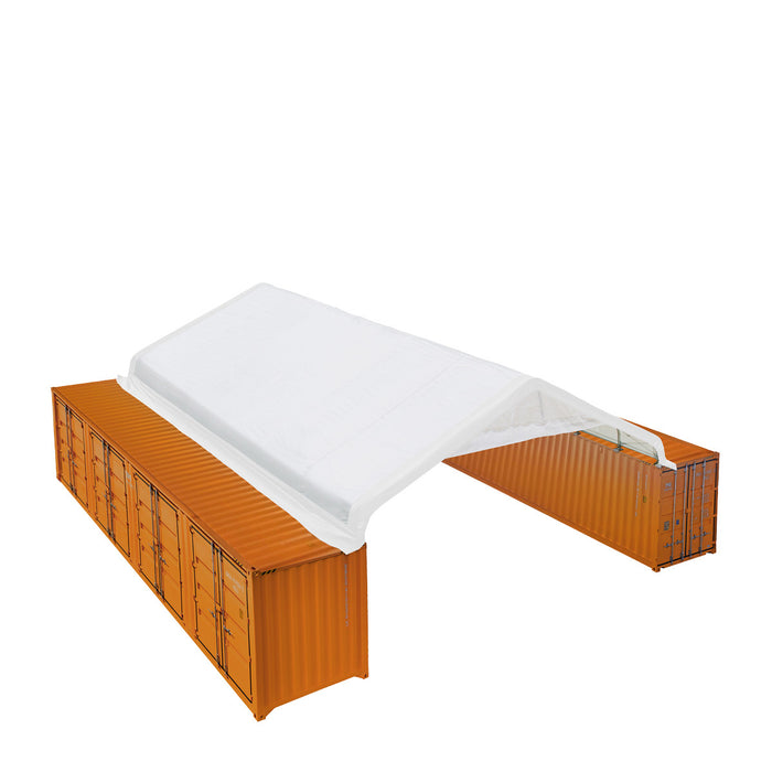 TMG-ST3042CVF 30x40 container shelter with end wall & partial front drop
