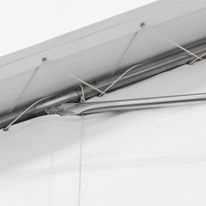 TMG-ST3062V 30x60 peak ceiling storage shelter with heavy duty 17 oz PVC cover, galvanized steel frame, and drive-through roll-up doors for equipment storage