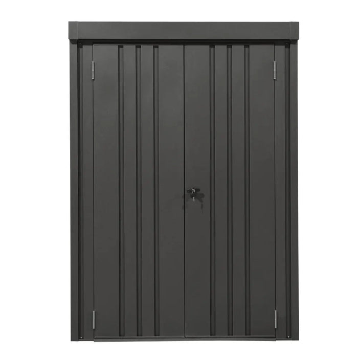 TMG-MS0304-PRO 3x4 Pro Series galvanized metal shed with 73 inch pent roof and 41x68 inch locking door, durable weather-resistant outdoor storage