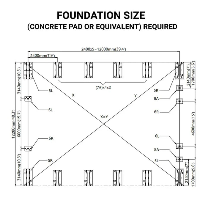 TMG-DT4042 40' x 40' dual truss storage shelter with heavy duty 21 oz PVC cover and drive-through doors
