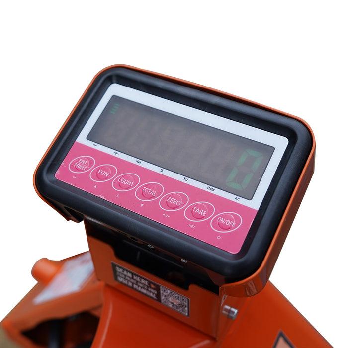 TMG-FPJ50S 5000 lb scale pallet jack with 48" forks and 2" LCD display
