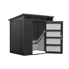 Gegalvaniseerde metalen schuur van 1,5 x 2,1 meter, Pro-serie, lessenaarsdak van 190 cm, afsluitbare deur van 86 x 173 cm, TMG-MS0507P-PRO