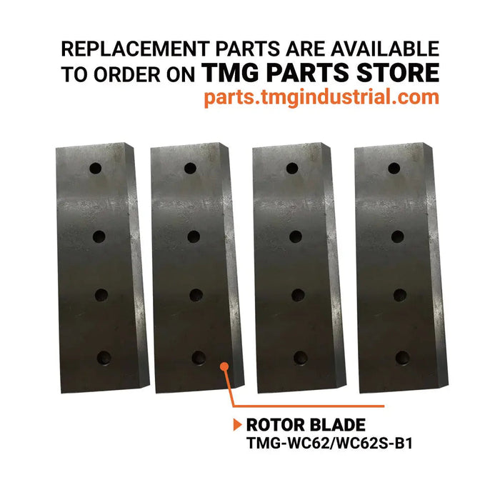 Houtversnipperaar met aftakas van 6 inch, versnippercapaciteit van 6 inch, categorie 1 aansluiting, tractor van 30-75 pk, inclusief aftakas, TMG-WC62