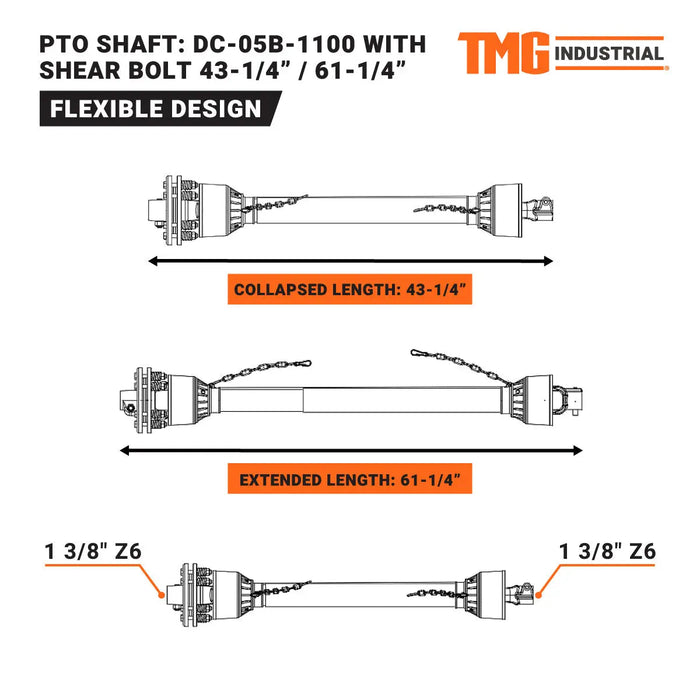60" Rotary Cutter, 3-Point Hitch, 20-60 HP Tractors, 540 RPM, Slip Clutch PTO Shaft Included, TMG-TRC60