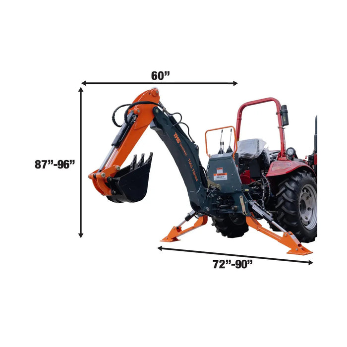 7-FT 3-Point Hitch Swing Backhoe Attachment, 12" Bucket Included, 40-100 HP Tractor, 126" High Reach, Category 1 & 2 Hookups, TMG-TBH84