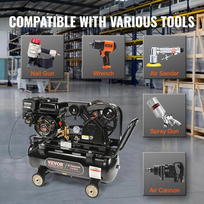 13.2 Gallon Tank Gas-Powered Air Compressor, 7HP, Heavy-Duty Portable Design, DOBA-AC13G