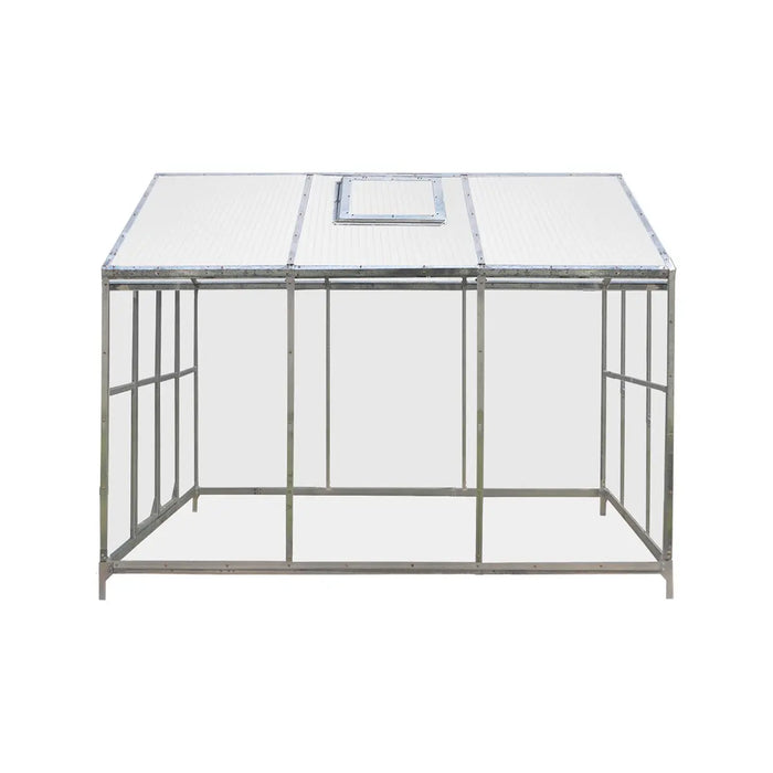 8' x 10' Greenhouse with Galvanized Steel Frame, Polycarbonate Twin-Wall Roof and Crystal-Clear Solid Walls