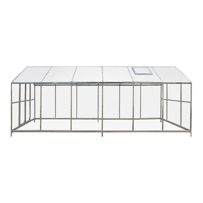 8' x 20' Greenhouse with Galvanized Steel Frame, Polycarbonate Twin-Wall Roof and Crystal-Clear Solid Walls
