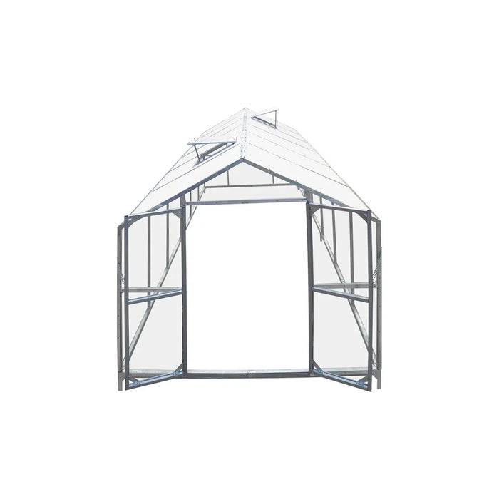 8' x 20' Greenhouse with Galvanized Steel Frame, Polycarbonate Twin-Wall Roof and Crystal-Clear Solid Walls