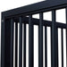 9' x 10' pre-built bamboo horse stall with vertical bar top, sliding door, powder-coated steel frame, and U-shaped opening for horse comfort – ideal for barns and stables.