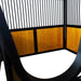 9' x 10' pre-built pine lumber horse stall with vertical bar top, sliding door, U-shaped opening, and powder-coated steel frame – modular panels for barn installation.