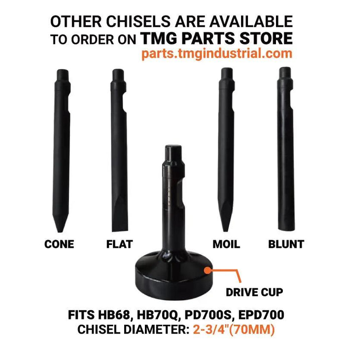 TMG Industrial Skid Steer Post Pounder, 8” Post Diameter, 700 Ft-lb Energy Class, 500-900 BPM Pounding Rate, TMG-PD700S