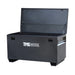 Set of 4 construction job site steel storage boxes with built-in carrying handles and forklift channels, sizes 30" to 60" – TMG-CJB30, TMG-CJB36, TMG-CJB45, TMG-CJB60.