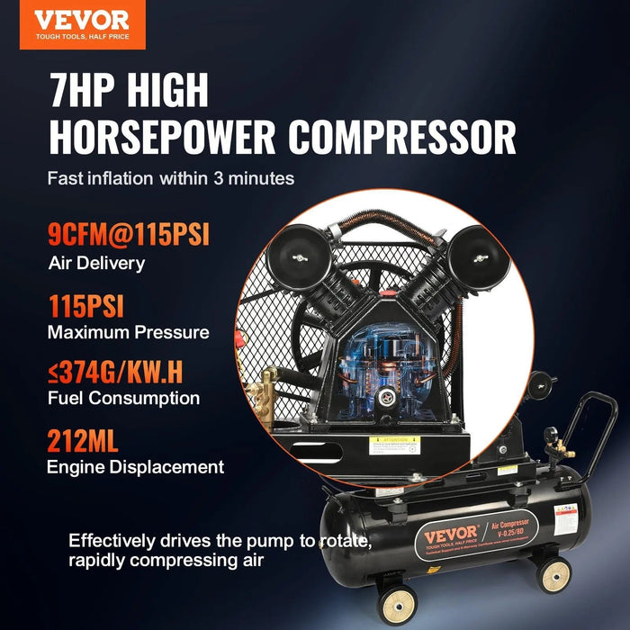 21 Gallon Tank Gas Air Compressor, 7HP, Portable Heavy-Duty Design, DOBA-AC21G