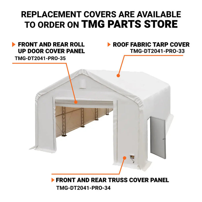 Pro Series 20' x 40' Dual Truss Storage Shelter with Heavy Duty 17 oz PVC Cover & Drive Through Doors, TMG-DT2041-PRO