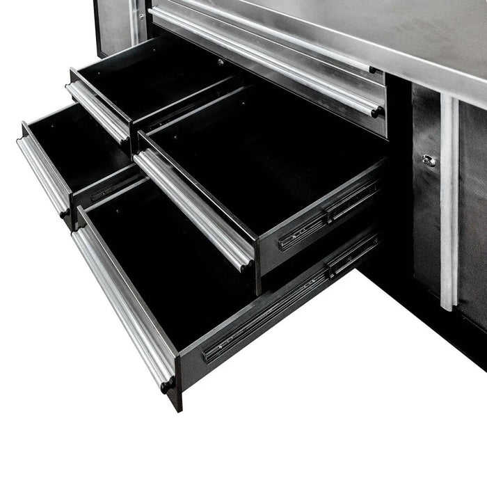 Pro Series 7’ Stainless Steel Workbench, 7 Lockable Drawers, 2 Storage Cabinets, All-in-One Welded Frame, TMG-WB707S (Previously TMG-WB85S) TMG Industrial CA