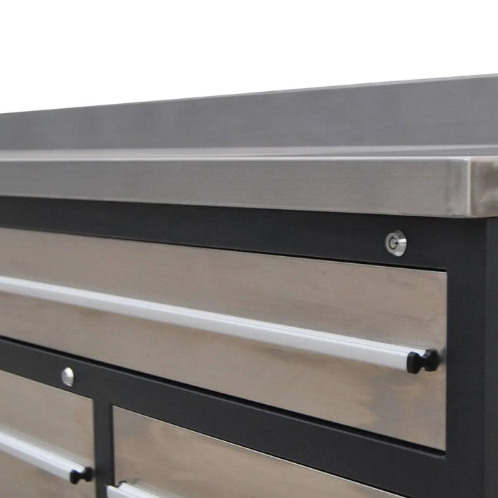 TMG Industrial Pro Series 9-FT 20 Drawer Workbench with Stainless Table Top and Drawer Fronts, Double Slide Lockable Drawers, TMG-WB921S(Previously TMG-WB21DS)