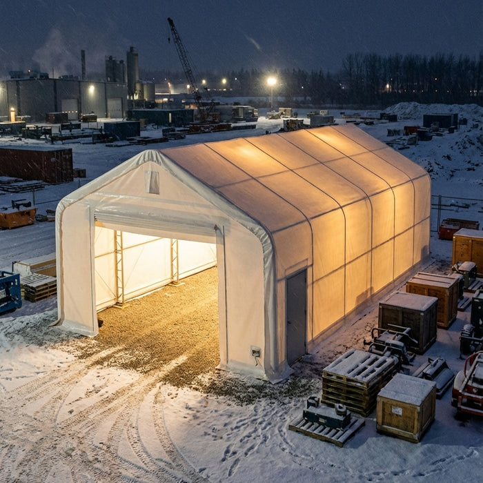 Pro Series 20' x 63' Dual Truss Storage Shelter with Heavy Duty 17 oz PVC Cover & Drive Through Doors, TMG-DT2064-PRO TMG Industrial