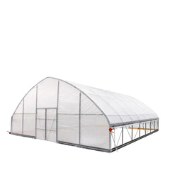 Commerciële tunnelkas van 9 x 9 meter met 6 mm dikke transparante polyethyleenfolie en oprolbare zijwanden TMG-GH3030