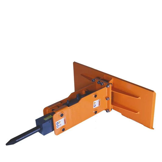 TMG Industrial 30-70 HP Skid Steer Hydraulic Breaker, 2” Moil Point Chisel, 350 J Impact Energy, Universal Mount, TMG-HB53S