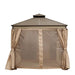 TMG Industrial 10’ x 10’ Hardtop, Double Tier Steel Roof Patio Gazebo, Mosquito Nets & Curtains Included, TMG-LGZ11