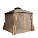 TMG Industrial 10’ x 10’ Hardtop, Double Tier Steel Roof Patio Gazebo, Mosquito Nets & Curtains Included, TMG-LGZ11