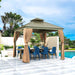 TMG Industrial 10’ x 10’ Hardtop, Double Tier Steel Roof Patio Gazebo, Mosquito Nets & Curtains Included, TMG-LGZ11