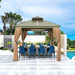 TMG Industrial 10’ x 10’ Hardtop, Double Tier Steel Roof Patio Gazebo, Mosquito Nets & Curtains Included, TMG-LGZ11