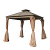 10’ x 10’ Hardtop, Double Tier Steel Roof Patio Gazebo, Mosquito Nets & Curtains Included, TMG-LGZ11