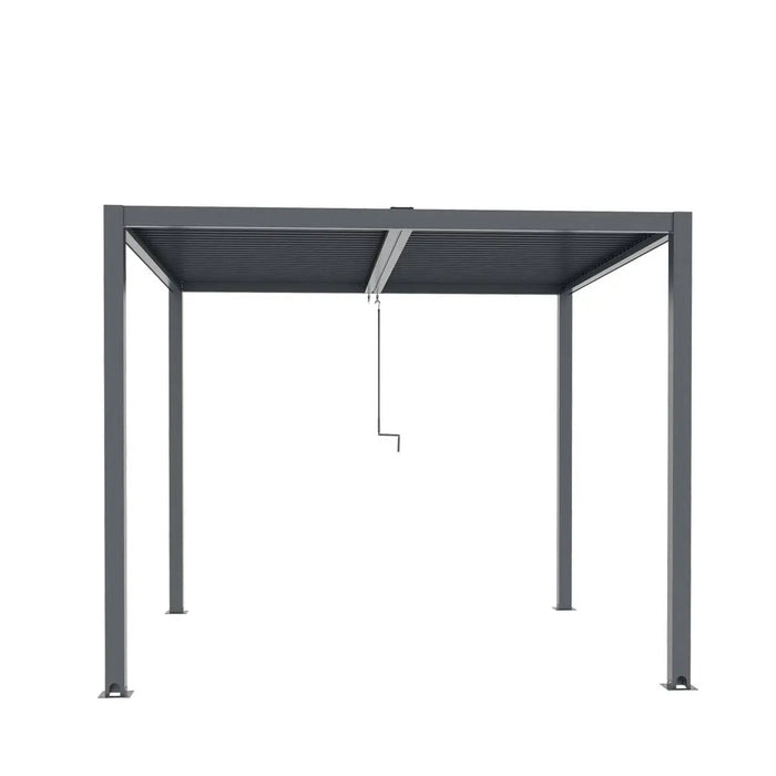 TMG Industrial 10’ x 10’ Louvre Pergola, Water Resistant Flat Roof, Integrated Gutter System, Aluminum Frame, Powdered Coating, TMG-LPG08