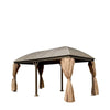 10’ x 20’ Hardtop Curved Steel Roof Patio Gazebo, Mosquito Nets & Curtains Included, TMG-LGZ20