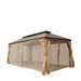 TMG Industrial 10’ x 20’ Hardtop, Double Tier Steel Roof Patio Gazebo, Mosquito Nets & Curtains Included, TMG-LGZ21