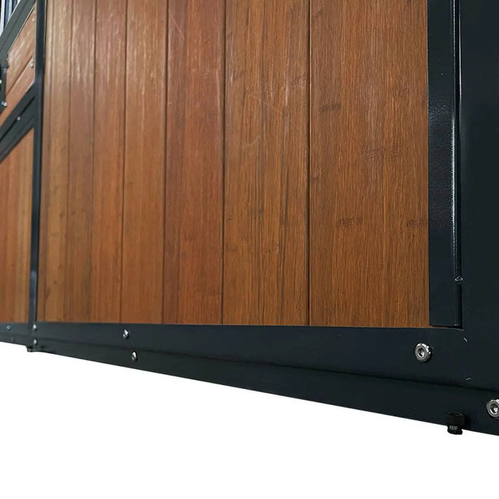TMG Industrial 12’ Horse Stall Bamboo Panel, Vertical Bar Top, Front panel c/w Window/Feeder and Sliding Door, TMG-FHS13A and FHS13B
