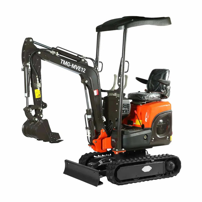 TMG Industrial 1200 KG Mini Compact Excavator, 14 HP Kubota Diesel, KDK Pump, Eaton Motor, Zero Tail Overhang, Adjustable Chassis Width, TMG-MVE12