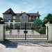 TMG Industrial 16-ft Bi-Parting Deluxe Wrought Iron Ornamental Gate, 100% Solid Forged Steel, Powder Coated, TMG-MG16