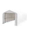 RV-carport/opbergruimte van 18' x 45' (ca. 5,5 x 13,7 meter), 17 oz (ca. 480 gram) PVC-doek, oprolbare voordeur, gesloten achterwand, 3-laags gegalvaniseerd stalen frame, 13' (ca. 4 meter) rechte zijwanden, TMG-ST1845